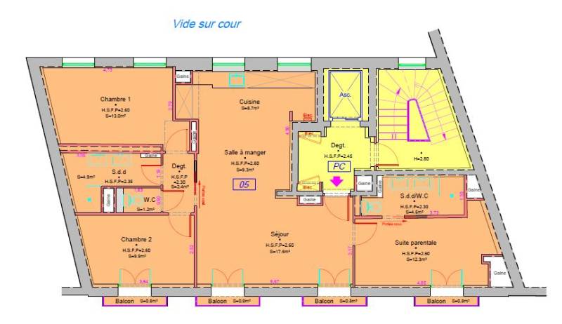 plan de niveau (3) pour une mise en copropriété près de Levallois-Perret