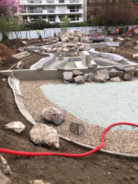 Réalisation du plan de récolement d'un bassin écologique à Levallois-Perret proche de Paris