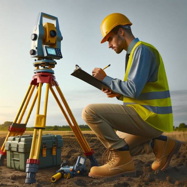 représentation d'un géomètre topographe et station robotisée - GEO-VISION géomètres